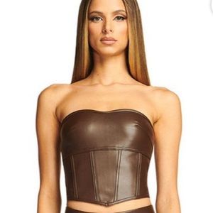 Brown leather corset top I Am Gia size large